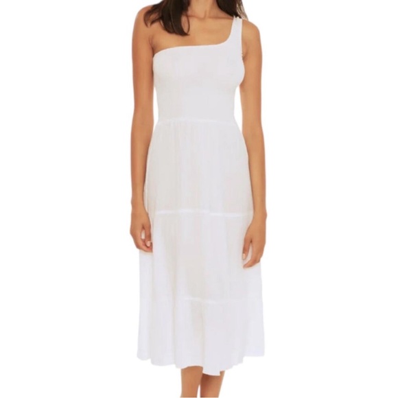 BECCA Other - NWT Becca by Rebecca Virtue One Shoulder Smocked Swim Cover Up Dress